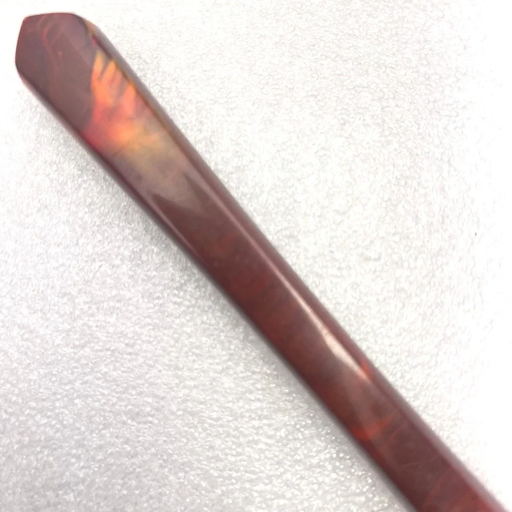 Vtg Kaylan Stainless Steel Serated Knives Brown Marbled Thermoset Handles MCM‎
